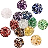 GangGangHao 7 Chakra Natural Chip Stone,About 628 Pcs Irregular Gemstones Healing Crystal Loose Rocks Bead Hole Drilled DIY for Bracelet Jewelry Making Crafting (5-8mm,7 Chakra Color Mix)