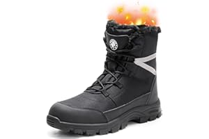 ANGRYRAM Winter Steel Toe Boots for Men Comfortable Slip Resistant Puncture Resistant Indestructive Construction Work Shoes Warm Faux Fur Snow Boots
