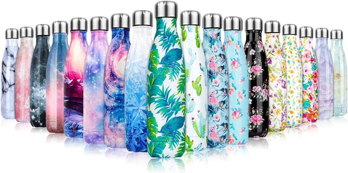 Stainless Steel Water Bottle Vacuum Insulated Water Bottles Reusable Double Walled Drinks Bottle 350ml/500ml/750ml/1000ml - BPA Free,Leak-Proof Sports Flask Keeps Cold for 24 Hrs, Hot for 12 Hrs