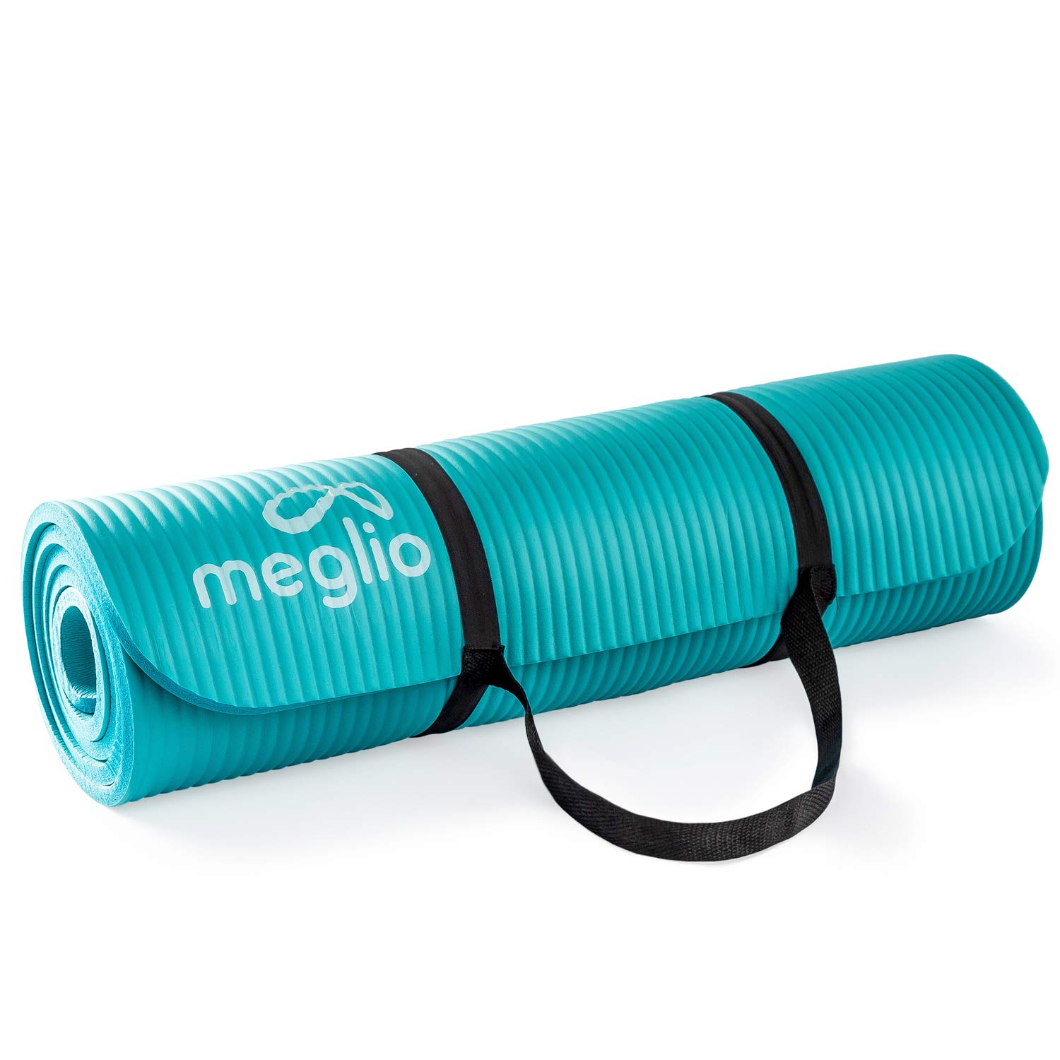 Meglio Yoga Mat - 10mm - Large Spongy Non-Slip Exercise Mat - Fitness Support for Pilates, Yoga, Stretching, & Home Workouts - Easy to Clean - Carry Strap Included - for Men, Women, & Children