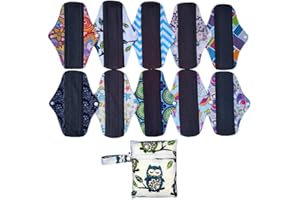 JOBEBE 10Pieces 10Inch Reusable Washable Menstraul Pads Sanitary Pads