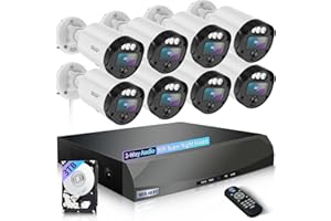 WEILAILIFE 【130° Ultra Wide-Angle & 2-Way Audio】 Outdoor Wired Security Camera System, Wired Home Security Camera System, Home Video Surveillance System