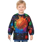 WERNNSAI Kids Toddler Art Smock with Long Sleeve and 3 Pockets for Age 3-12, Kids Painting Apron for Cooking