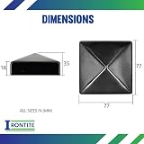 IRONTITE 5 Pack 3x3 Black Metal Fence Post Caps Newel Topper Pyramid view 3