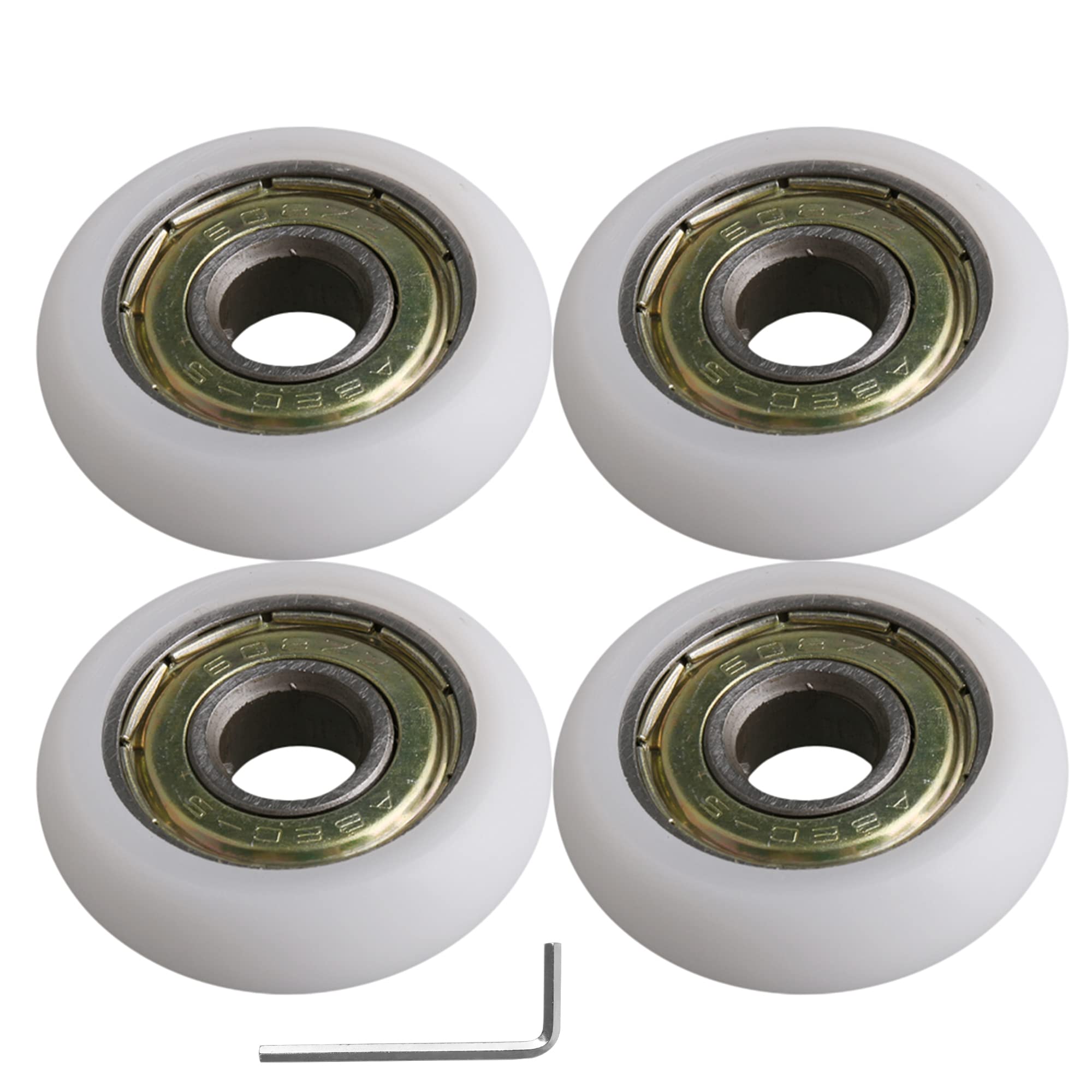 BQLZR 8x30x8.5mm White Plastic Bearing Steel Ball Bearing Guide Pulley Roller Round Wheel Load 87KG for Door Window Pack of 4