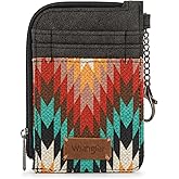 Montana West Wrangler Card Wallet for Women Vintage Aztec Western Credit Card Holder for Women Credit Card Wallet with Zipper Pocket WG2211-W005BK