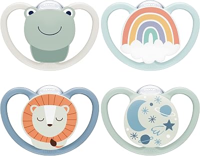 NUK Space Day & Night Baby Dummy 0-6 Months Glow Ventilated Silicone Frog Lion