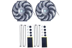 8MILELAKE 12V Electric Radiator Fan High Performance Black Electric Radiator Cooling Fan Assembly Kit (2, 12 inches)