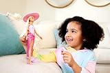 Barbie Blonde Doll with Beach Accessories Pink White Swimsuit Sun Hat Tote view 2