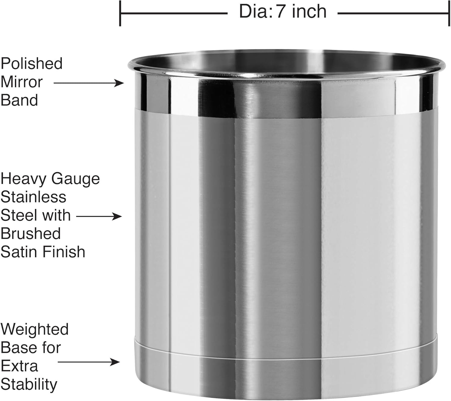 Oggi Jumbo Stainless Steel Utensil Holder: Kitchen & Dining