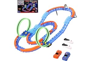 Insgen Slot Car Race Track Set with 2 High-Speed Cars,Racing Game with 2 Controllers, Electric Remote Control Track Car, Learning Toy for Boys and Girls Ages 3-12, Gift for Kids(Medium)