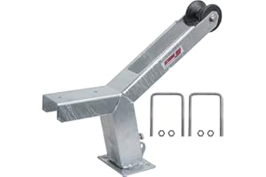 Extreme Max 3006.6895 Adjustable Height Notched Winch Stand with Roller - Galvanized Finish, Hardware Fits 3" W x 4" H Traile