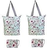 2 Pack Kitchen Reusable Grocery Bags Foldable Washable with Zipper Heavy Duty Folding Shopping Tote Green