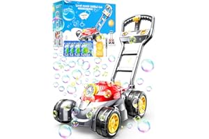 (Upgraded) Bubble Lawn Mower, BEYYON Red Lawn Mower Bubble Machine for Kids, Bubble Machine for Toddlers 1-6 Outdoor, Gardening Push Lawn Mower Toys Birthday Gifts for Preschool Kids Boys, Girls