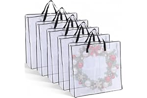 5 Pack Clear Wreath Storage Bags 26x8 Inch, Large Transparent Organizer Bags for Christmas Wreaths, Home Storage & Moving Pac
