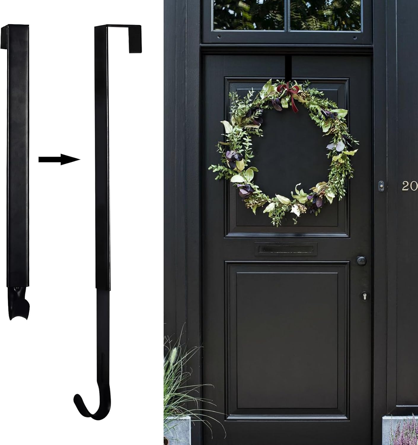 Wreath Hangers - Sevva Christmas Wreath Hanger,Wreath Hanger,Adjustable Wreath Hanger from 15 to 25 inch,Christmas Wreaths Metal Over The Door Wreath Hanger for Halloween Christmas Easter Decoration(20 lbs)