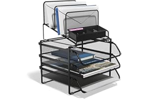 Staples TRU RED All-In-One 10-Compartment Wire Mesh Desk Organizer - Perfect for Office and Home Use Storage, Black (TR57530-CC)