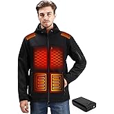 Sigoobal Heated Jackets for Men, Winter Mens Heated Jacket, Waterproof Windproof Soft Shell Electric Heated Coat
