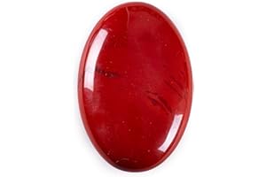 UFEEL Red Jasper Palm Stone Crystal - Natural Chakra Reiki Polished Healing Love Oval Pocket Worry Stone Crystals for Anxiety Stress Relief Therapy