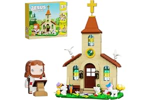 Jesus 3 in 1 Building Block Toy Set,Compatible with Lego,Nativity Scene Church Missionary and Resurrection,Religious Cross Bi