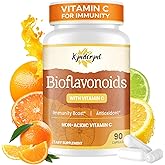 Kynderynl Vitamin C with Bioflavonoids Supplement for Immunity* & Antioxidant & Skin - Blend of VIT C 1000mg and Citrus Bioflavonoids 1100mg, Non-Acidic Acerola Cherry Vitamin C, Vegan, 90 Capsules