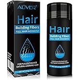 Aliver Hair Fibers for Thinning Hair - Black - 27.5Gr,Undetectable Natural Formula, Thicker Fuller Hair in 15 Seconds, Conceals Hair Loss, Look Younger, for Men &amp; Women Patchy Bald Spot,Crown