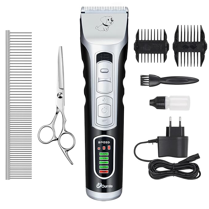 OUMTE Tierhaarschneider Haarschneidemaschine Haustier Grooming Clipper Kit Haarschneider Schermaschine für Hund und Katze Tim