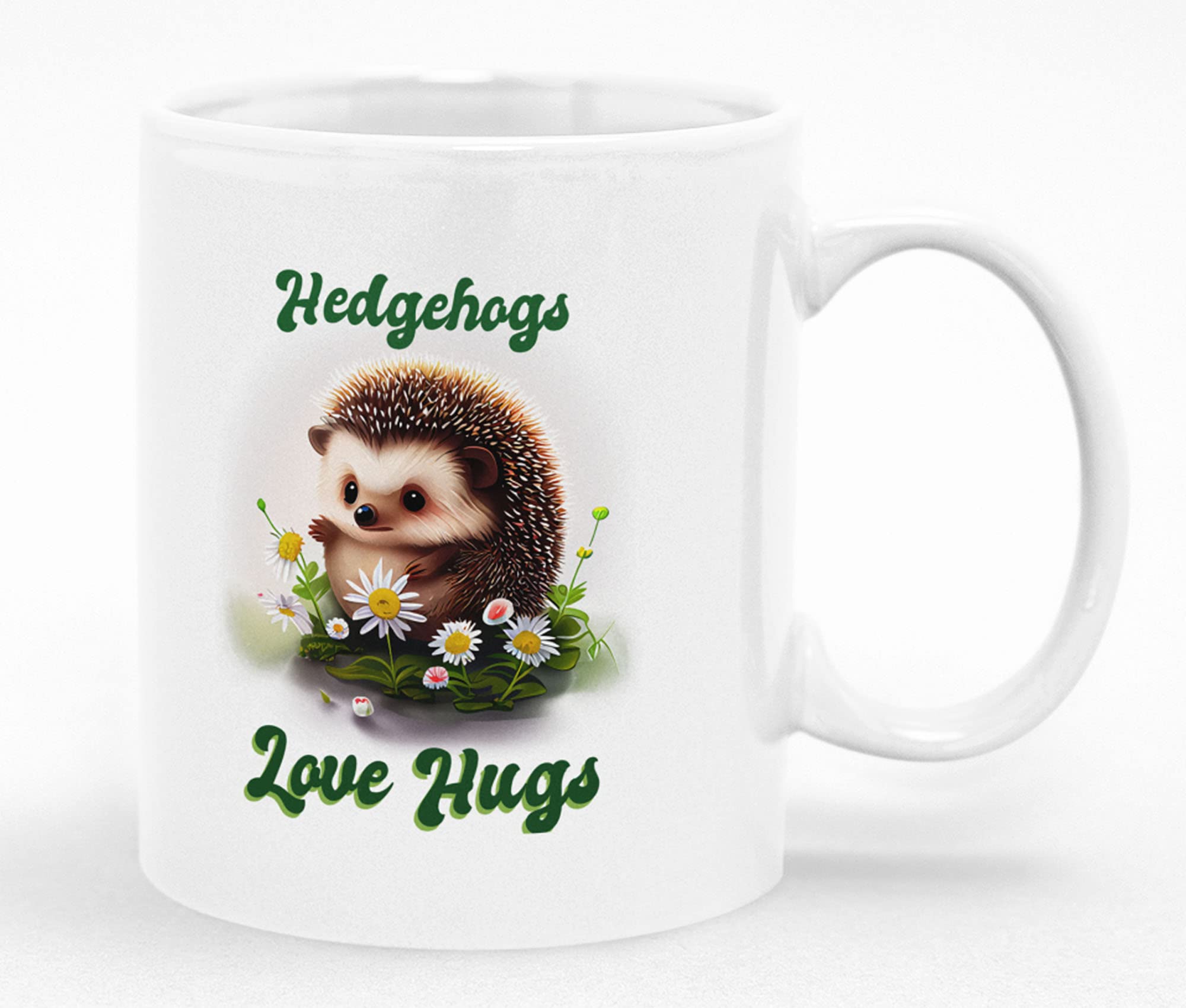 Millhouse Prints Adorable Hedgehog Mug - Hedgehogs Love Hugs - 11 oz Ceramic Coffee Mug for Hedgehog Lovers