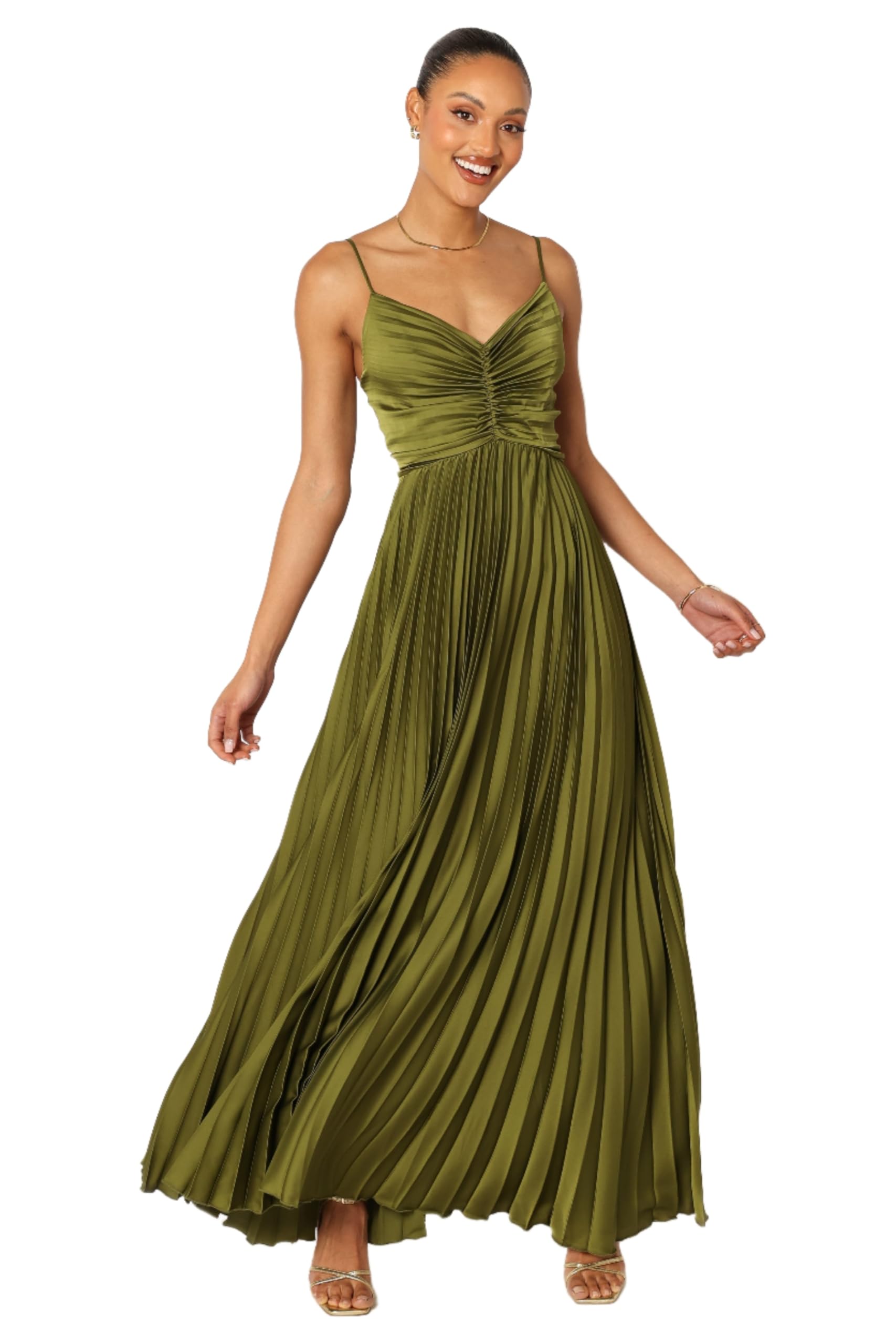 Photo 1 of Petal & Pup Naira Pleated Maxi Dress - Palm Green 16