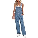 luvamia Overalls Women Loose Fit Denim Bib Baggy Overall Jumpsuit Straight Wide Leg Stretchy Jean Pants Fashion