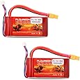 Floureon 2 Packs 3S 11.1V 1500mAh 35C RC Lipo Battery with XT60 Plug for RC Car, Skylark m4-fpv250, Mini Shredder 200, Qav250, Vortex, Drone and FPV (2.91 x 1.46 x 1.08 Inch)