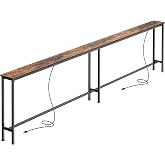 SUPERJARE 102 Inch Sofa Table with 2 Power Outlets and USB-C Ports | 5.9 Inch Narrow Console Table with Storage, Extra-Long, for Entryway Hallway Couch Behind Sofa, Small Spaces, Rustic Brown