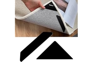 Treayes 16Pcs Carpet Stickers for Area Rugs, Non-Slip Rug Grippers, Rug Corners to Hold Rug in Place, Heavy Duty Rug Tape for Tile, Stair Rugs, Hardwood Floors No Damage & Hard Floors, Black
