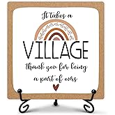 Thank You Gift for Women Men Grateful Gifts, Appreciation Gifts for Boss, Leader Teacher, Doctor, Nurse, Coworkers Leaving Gift, It Takes a Village Sign with Stand, 5 x 5 Inches-B04
