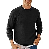 Runcati Mens Crew Neck Pullover Sweater Waffle Long Sleeve 2025 Fall Winter Thermal Textured Knitted Sweaters