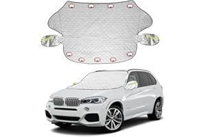 Kewucn Windshield Cover for Ice and Snow, 4 Layers Magnetic Auto Windscreen Snow Cover with Mirror Covers to Protect Snow, Ice, UV, Waterproof Windshield Cover for Cars and Compact SUVs (Magnetic)
