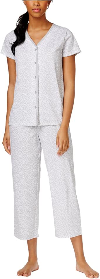 Charter Club Womens Plus Floral 2PC Pajama Set Gray XXXL At Amazon 