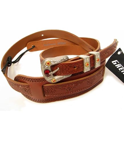Gretsch 本革ギターストラップ 茶色（革色に近い） Amazon.com: Gretsch Leather Vintage Syle Guitar Strap in White