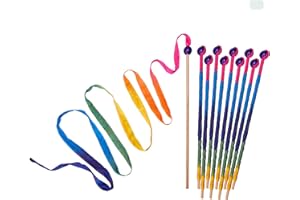 Sarah's Silks Rainbow Streamer - 8' Long Ribbon Wand for Kids, Pretend Play, Dance, Baton Stick Twirling, and Gymnastics Party Favors | 100% Silk and Wood Montessori and Waldorf Toys
