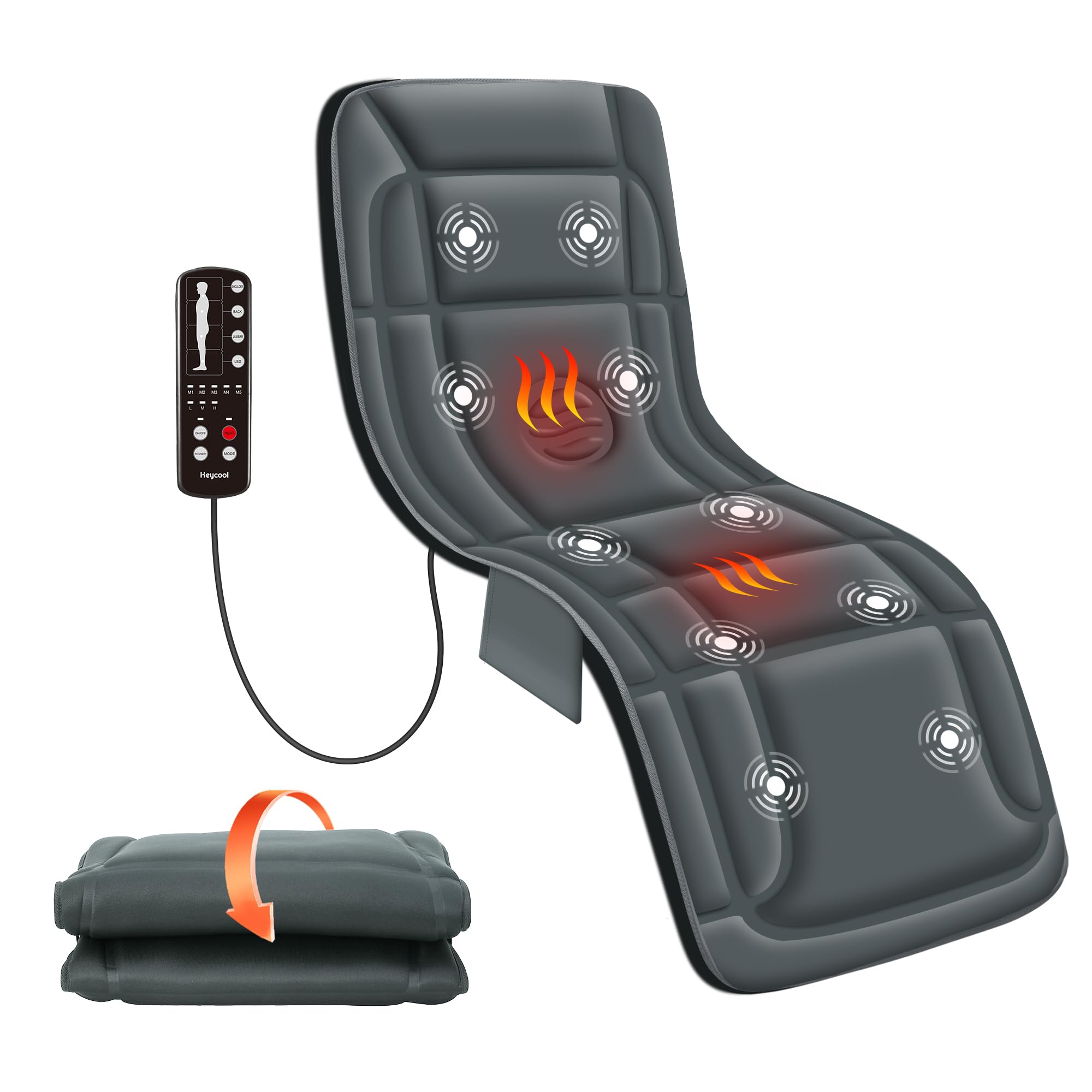 Photo 1 of Heycool Full Body Massage Mat with Heat, Vibration Back Massage Pad for Chair, Bed, Sofa, Back Massager, Massage Chair Pad, 10 Vibration Motors& 2 Heating Levels