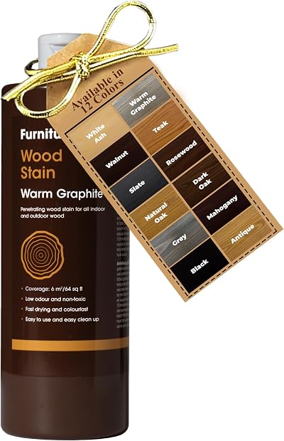 Furniture Clinic Wood Stain Warm Graphite 500ml – Fast Drying, Water Based