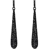 BriLove Wedding Bridal Elegant Crystal Beaded Teardrop Long Dangle Earrings for Women