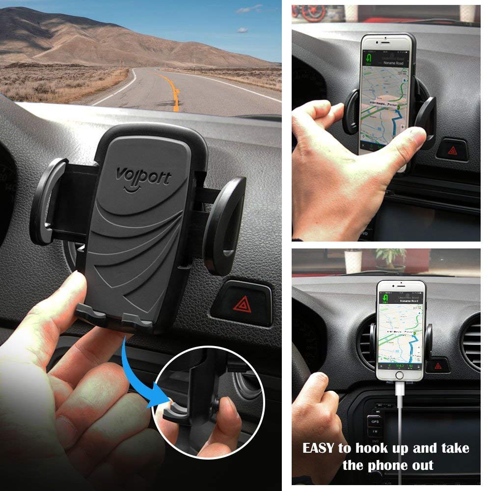 Phone Holder for Car Air Vent, Volport Car Mount Quick Easy Release Button and 360 Degree Rotation Cradle for Phone X 8 8 Plus 7 7 Plus SE 6s 6 Plus 6 5s Samsung Galaxy S9 8 6 LG Nexus Sony Huawei