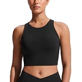 CRZ YOGA Racerback Crop Bikini Tops | Built-in Pads, A-D Cup, High Neck, Swim, Bathing Suit Tank for Women