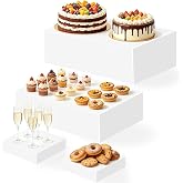 NBTORCH Large Buffet Risers &amp; Display Stands, White, 15.5"15"7"7", 4 Sets | Nestable &amp; Stackable Acrylic Food Risers,Table Display Set for Catering Dessert,Birthday Wedding Party Jewelry Decoration
