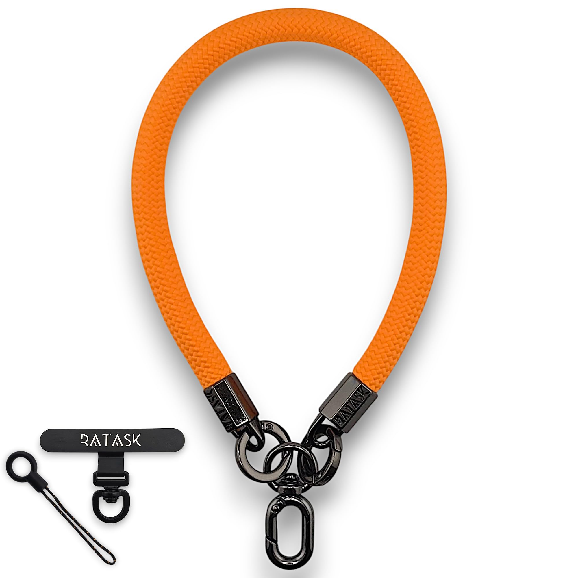 RATASK Wrist Strap Lanyard, Rope Lanyard Wrist Strap for Mobile Phones, Cameras, Keyring, Keychain,Mobile Accessory Pendant, UPGRADED Hardware and Strong Metal Tether Tab (Bright Orange)
