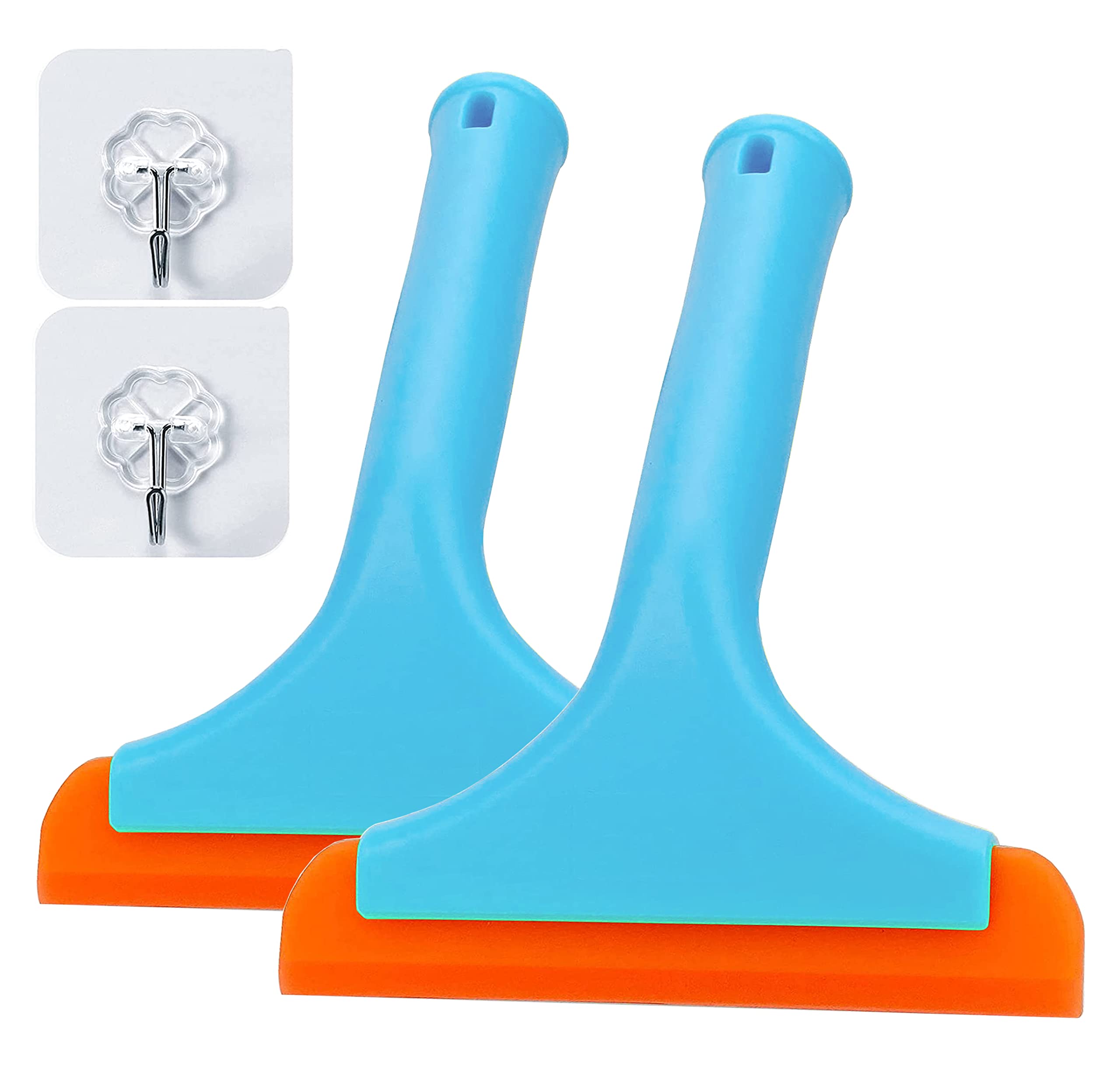 LinYesh Window Squeegee with Hook, 2PCS Shower Squeegees Set, Flexible Silicone Squeegee for Glass, Window, Shower Door, Bathroom Glass, Car Windshield