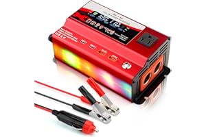 WODHMIEY Power Inverter, DC 12V/24V to 110V AC Car Inverter, 5A Dual USB Type C LCD Display with Ambient Light, Vehicle Conve