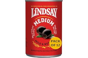 Lindsay Medium Black Ripe Pitted Olives, 6 Oz (Pack of 12), Keto Friendly, Healthy Snack, Perfect for Salads, Pizzas, Pastas, Charcuterie Boards