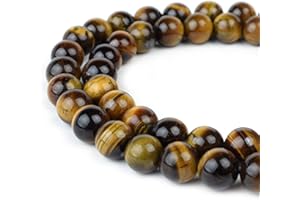 RIVER VALLEY GEMS RVG 4mm Natural Tiger Eye Beads Round Gemstone Loose Stone Mala 15.5 in Strand for Jewelry Making (Approx 88-90 pcs)